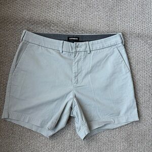 Express Men's Light Gray Flat Front Shorts